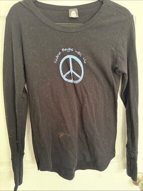 Black 'Peace Begins With Me' Graphic Long-Sleeve Sweatshirt